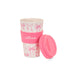 Sass & Belle bow travel coffee cup with lid placed beside it on a white background