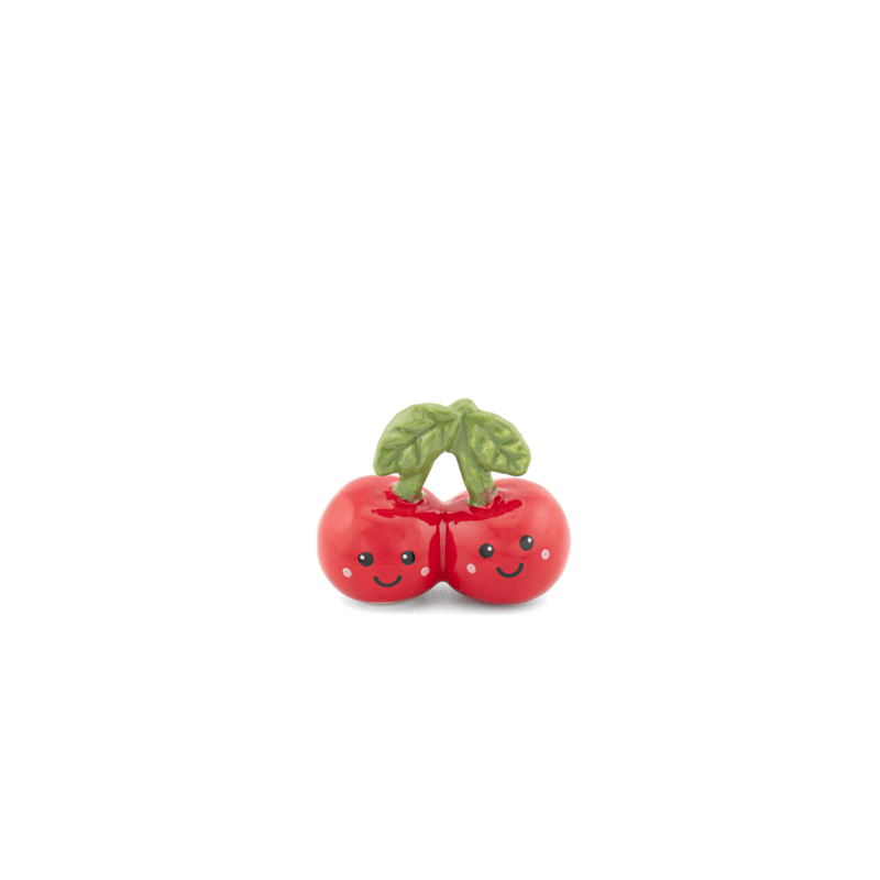 Sass and Belle cherry pocket token featuring two smiling red cherries with green leaf detail