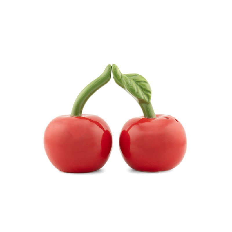 Sass & Belle Cherry salt and pepper shakers, front view red cherries
