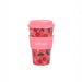 Sass & Belle cherry travel coffee cup in red with cherry print, lid and grip band