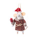 Sass & Belle felt Tipple Mouse Christmas tree decoration wearing a robe and Santa hat, holding a festive drink, hanging by a loop