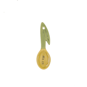 Sass and Belle olive measuring spoon showing the half teaspoon measurement with ceramic olive-inspired design