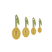 Sass and Belle olive measuring spoons set showing 1 tablespoon, 1 teaspoon, half teaspoon and quarter teaspoon sizes