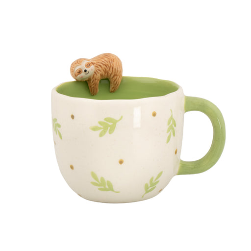 Sass & Belle Peeking Sloth Mug with 3D sloth on the rim