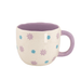Front view of the Sass and Belle Surprise Butterfly mug with purple handle, purple interior and blue and lilac floral pattern