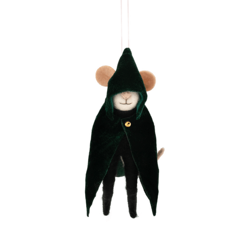Sass & Belle cloaked mouse felt Christmas decoration with dark hooded cape