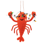 Sass & Belle lobster with colourful fairy lights felt Christmas decoration