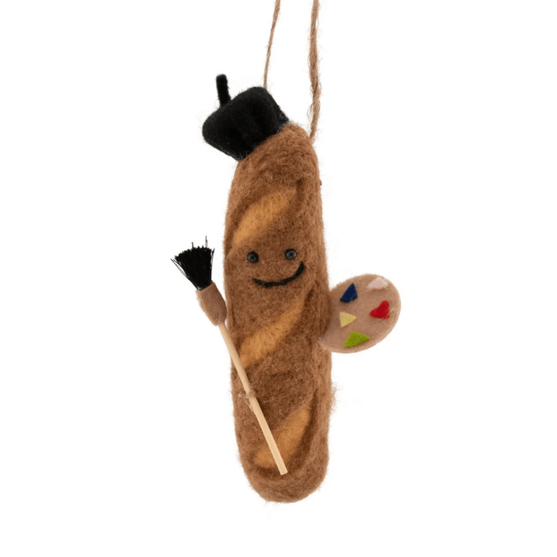Sass & Belle painter baguette felt Christmas decoration with beret and paint palette