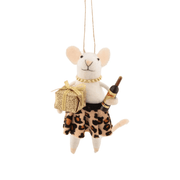 Sass & Belle party guest mouse felt Christmas decoration with gift and bottle