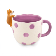 Sass & Belle Peeking Corgi Mug with purple polka dots and corgi on rim