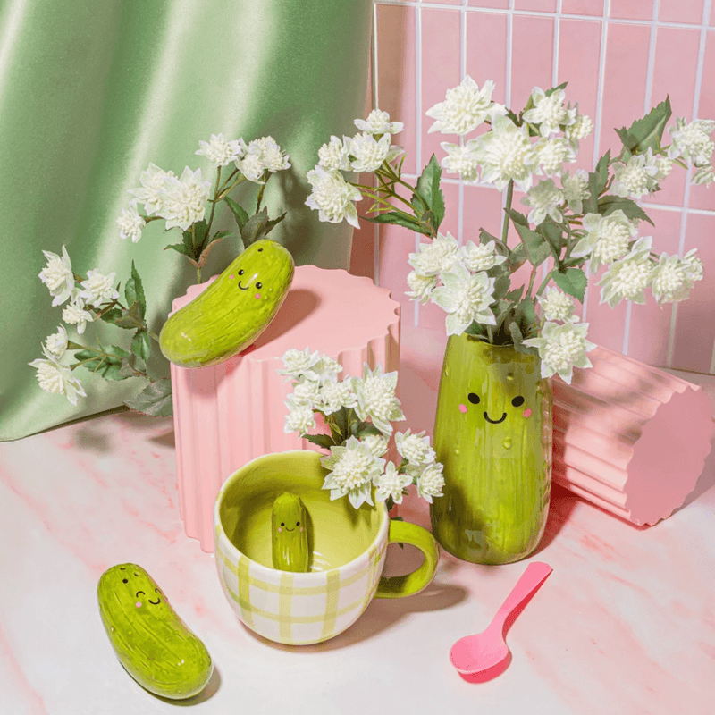 Sass & Belle pickle mug with matching quirky pickle homeware