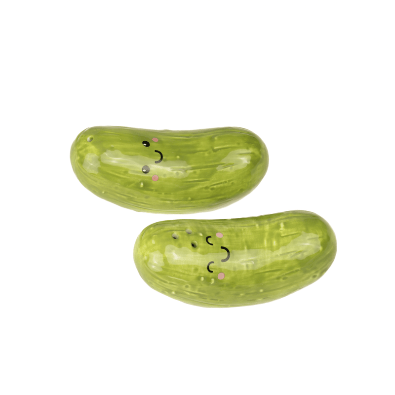 Sass & Belle green pickle salt and pepper shakers viewed from above