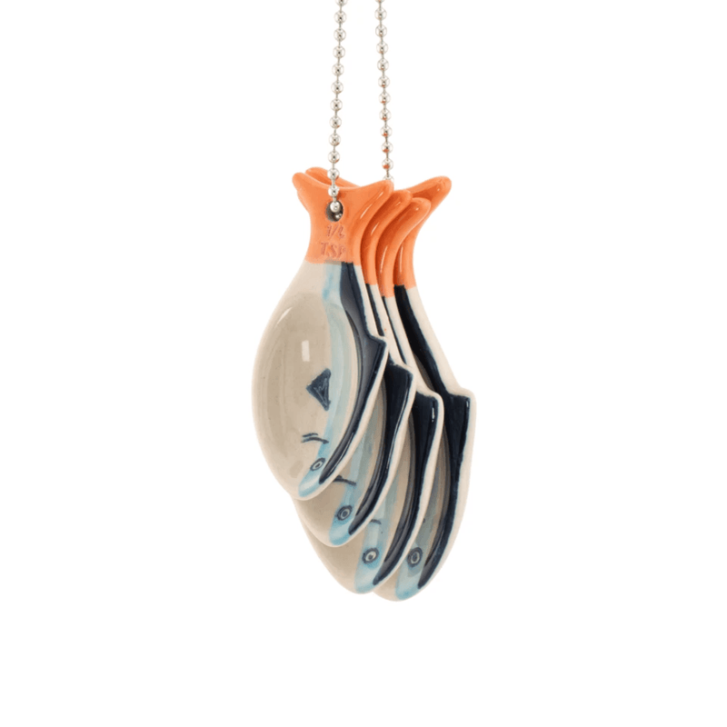 Set of four Sass & Belle sardine measuring spoons held together on a chain