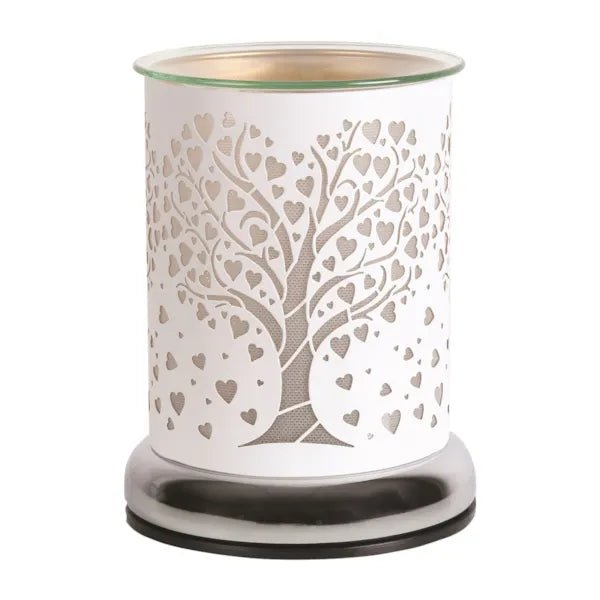 Satin White Heart Tree Wax Melt Burner - Something Different Gift Shop