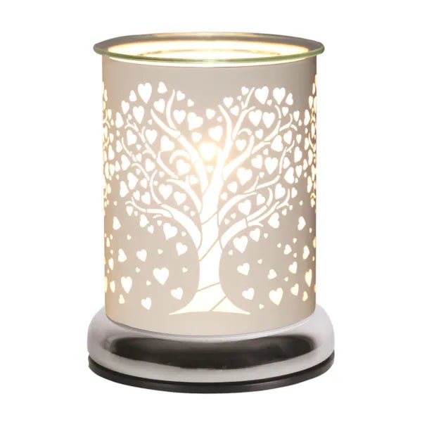 Satin White Heart Tree Wax Melt Burner - Something Different Gift Shop