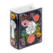 Ceramic Secret Garden book vase with colourful floral cover design.