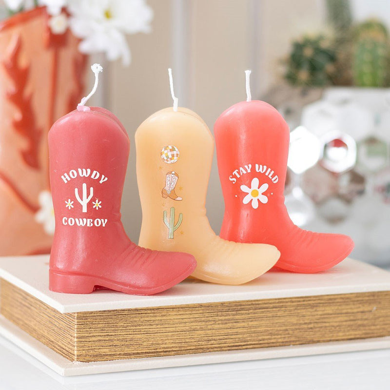 Set of 3 Cowboy Boot Candles - Something Different Gift Shop