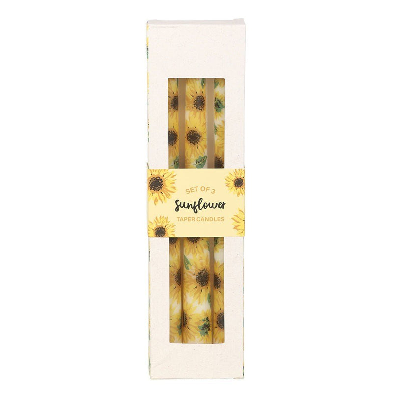 Set of 3 Sunflower Taper Candles - Something Different Gift Shop