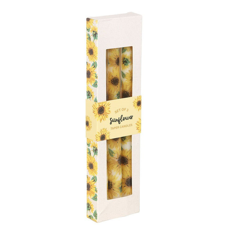 Set of 3 Sunflower Taper Candles - Something Different Gift Shop