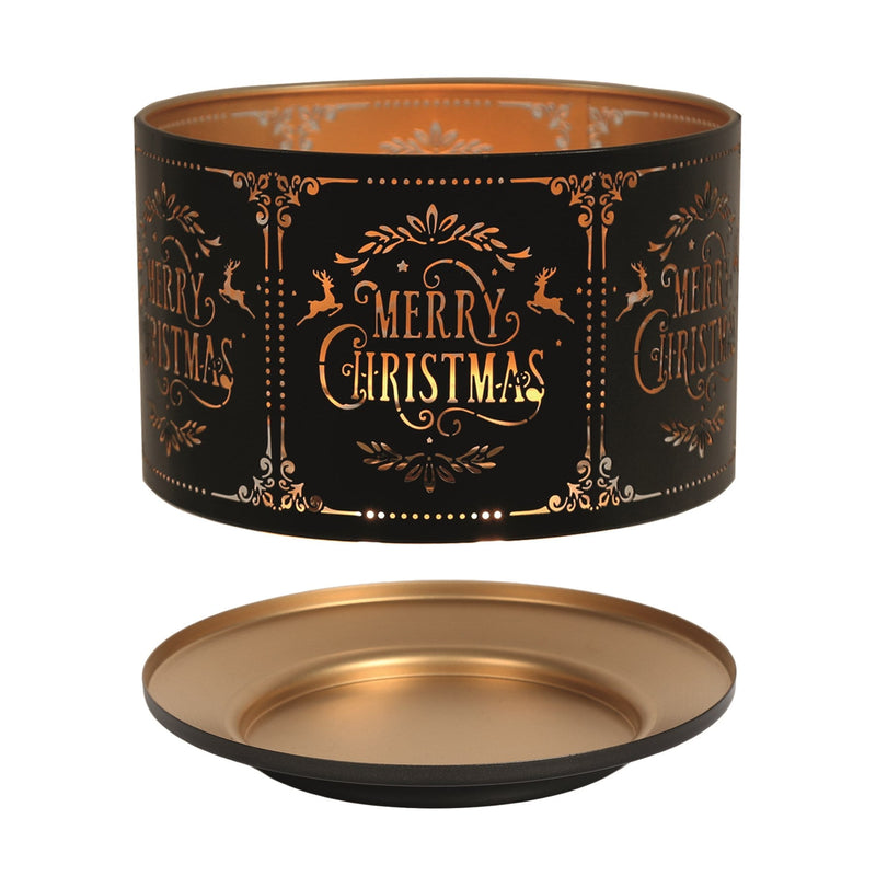 Shade and Tray Metal Silhouette - Black and Gold Merry Christmas - Something Different Gift Shop