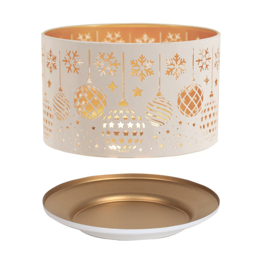 Shade and Tray Metal Silhouette - White and Gold Baubles - Something Different Gift Shop