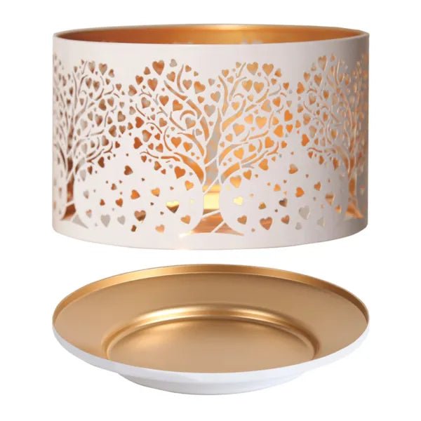 Shade and Tray Metal Silhouette - White Heart Tree - Something Different Gift Shop