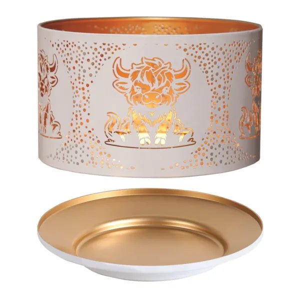 Shade and Tray Metal Silhouette - White Highland Cow - Something Different Gift Shop