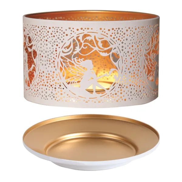 Shade and Tray Metal Silhouette - White Seated Fairy - Something Different Gift Shop