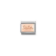 Nomination Classic Link with rose-gold Sister engraving on stainless steel