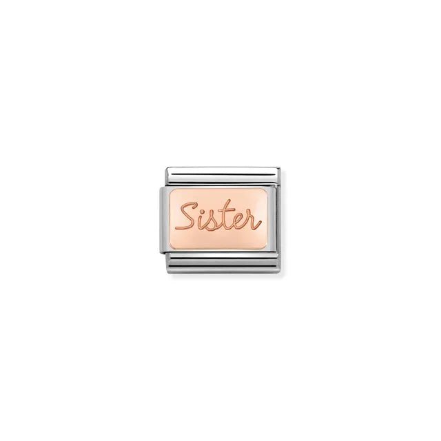 Nomination Classic Link with rose-gold Sister engraving on stainless steel