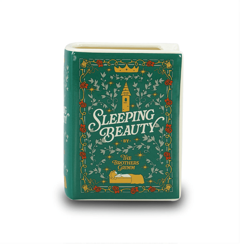 Sleeping Beauty ceramic book vase front view
