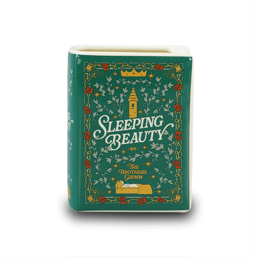 Sleeping Beauty ceramic book vase front view