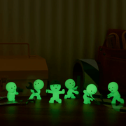 Smiski Construction Series figures glowing in the dark