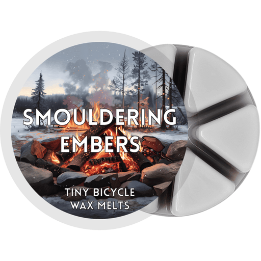 Smouldering Embers segmented grey wax melt pot with glowing campfire artwork