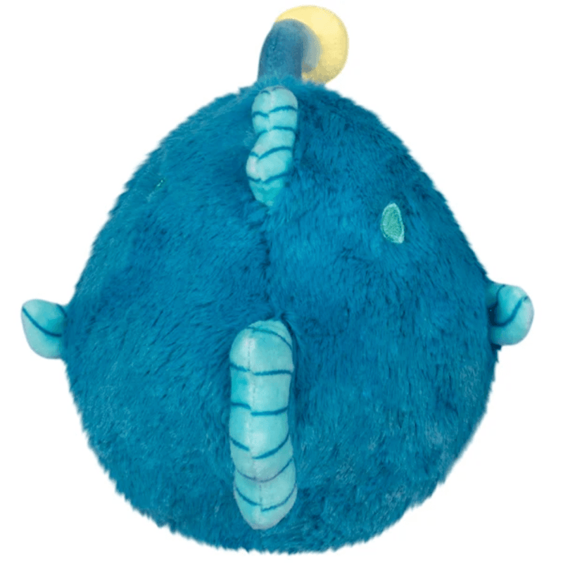Squishable Snacker Anglerfish plush rear view with blue fins