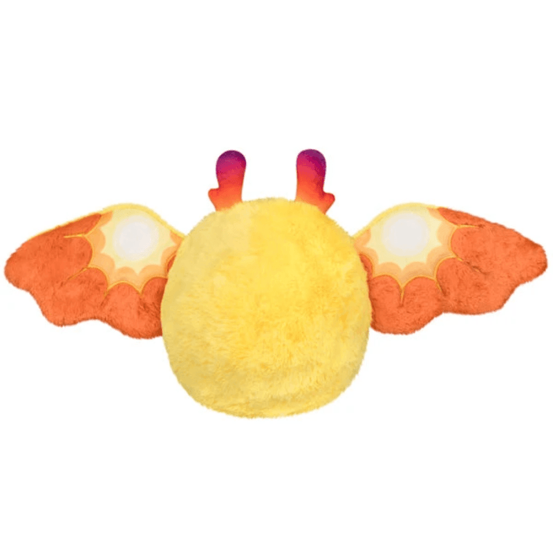 Mini Squishable Solar Mothman plush rear view with wings spread