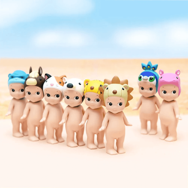 Selection of Sonny Angel Animal Series 4 collectable figures wearing animal headgear