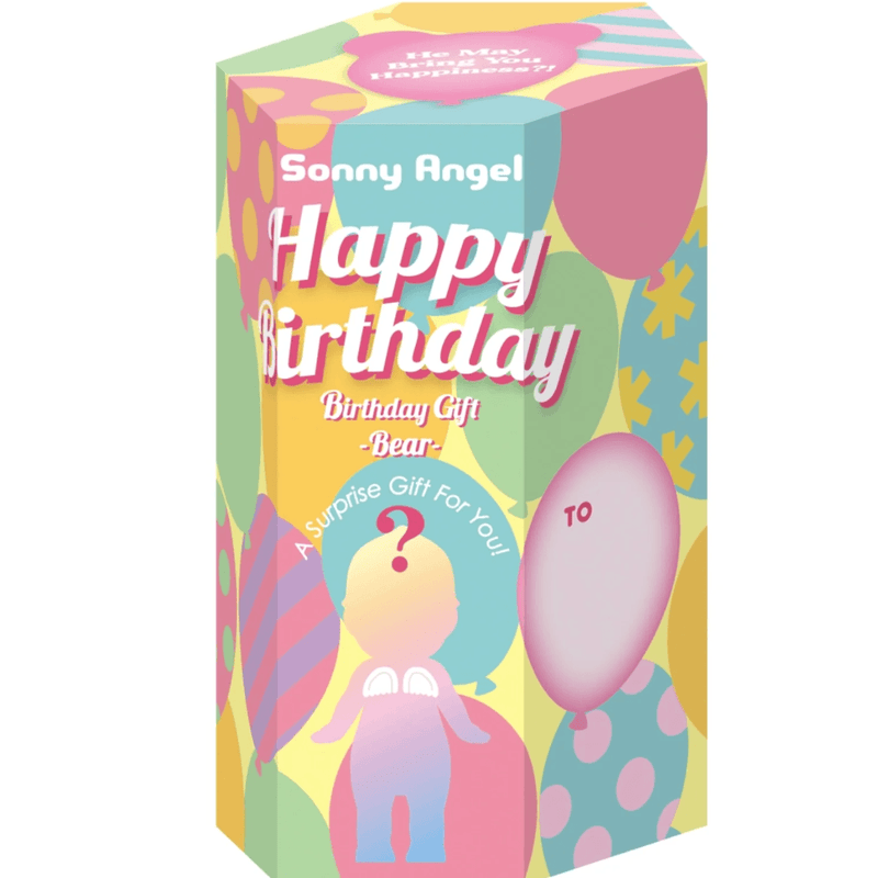 Sonny Angel Birthday Gift Bear Series Blind Box in colourful Happy Birthday packaging with balloons Copy