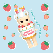 Sonny Angel Birthday Gift Strawberry Shortcake figure with white icing and strawberry decorations