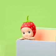 Strawberry Sonny Angel Hippers Harvest figure attached to a shelf