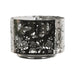 Silver carousel candle shade with butterfly and floral design, shown unlit with intricate cut-out detailing.


