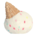 Back view of Sprinkle Ice Cream Palm Pals plush showing vanilla scoop with colourful sprinkles and waffle cone detail.