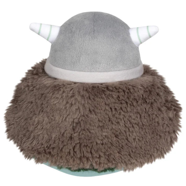 Back view showing grey horned helmet and shaggy brown cloak on the Ghost Ancient plush