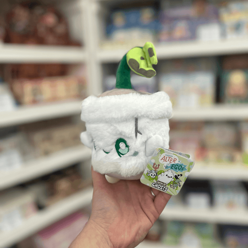 Squishable Alter Egos Ghost Plant plush toy held in hand with tag visible