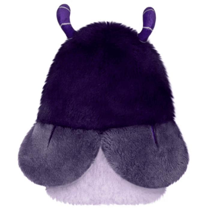 Back view of Squishable Plague Doctor Bug plush showing purple fur and grey wings