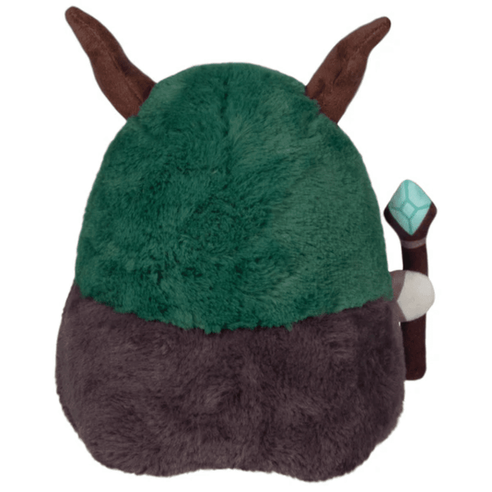 Back view of Squishable Plague Doctor Forest Queen plush showing green fur hood and brown body