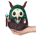 Front view of Squishable Plague Doctor Forest Queen plush with green hood, horns and staff
