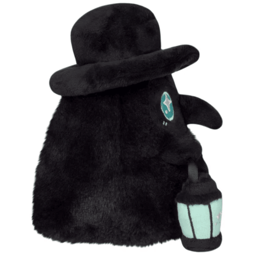 Side view of Squishable Plague Doctor Void plush showing top hat, beak and lantern