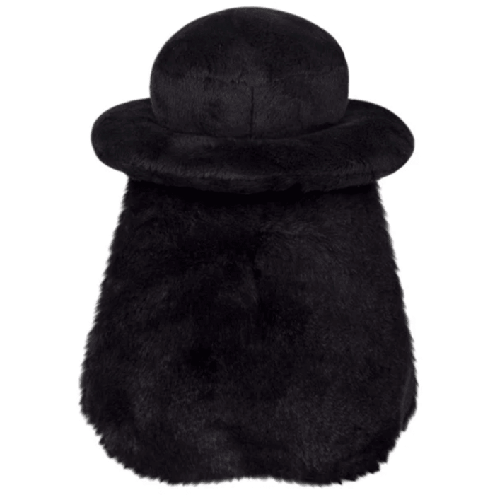 Back view of Squishable Plague Doctor Void plush showing soft black fur and top hat