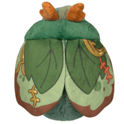 Back of Squishable Bog Moth plush showing its green leaf-patterned wings
